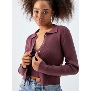 LA Hearts Ribbed Polo Cardigan Sweater. Size medium.